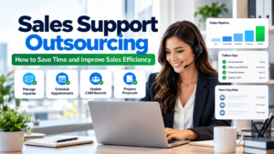 Sales support outsourcing professional managing CRM records, customer inquiries, and sales follow-ups to improve business efficiency
