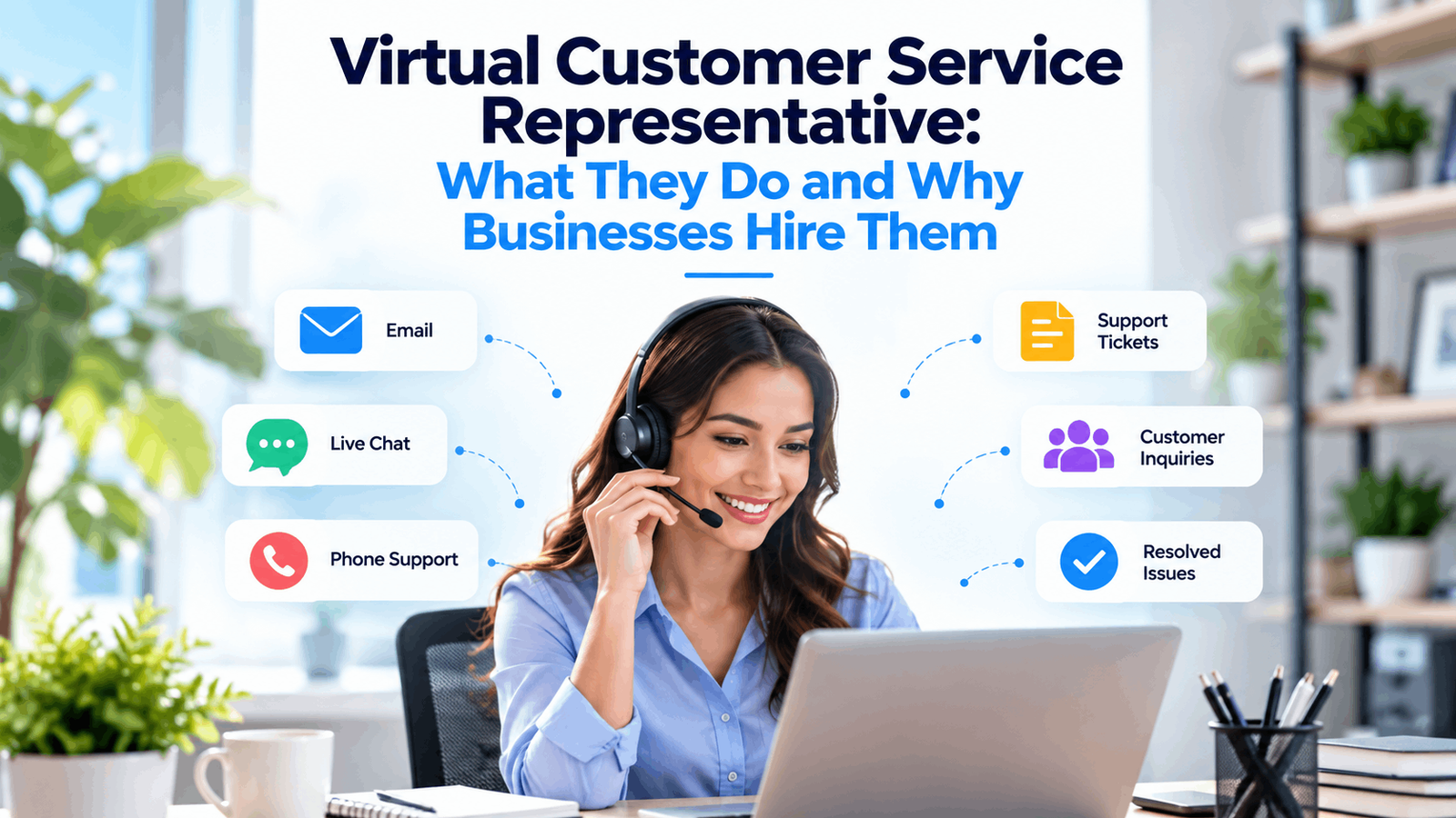 Virtual customer service representative helping customers remotely
