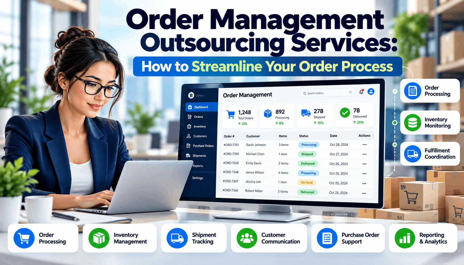 Order management outsourcing services supporting efficient business order processing